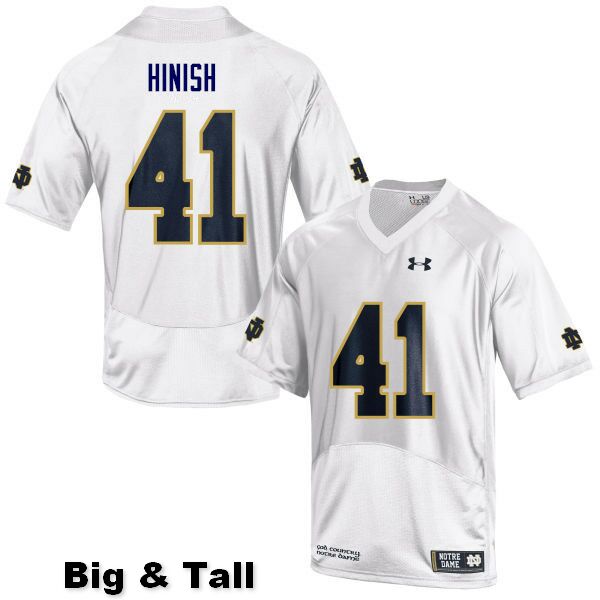 Men's NCAA Notre Dame Fighting Irish #41 Kurt Hinish Stitched College Under Armour Authentic White Big & Tall Football Jersey CI10B73AZ